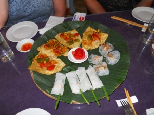 Some local dishes - wantons, white rose dumplings and fresh spring rolls
