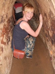 Inside the Cu Chi tunnels (they have been widened for tourists!)