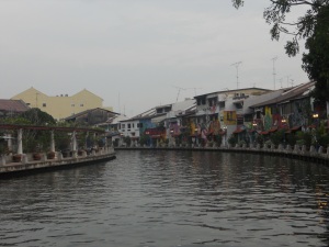 Painted houses on Melaka's riverside