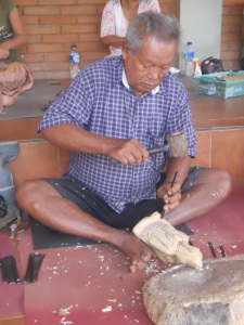 Wood carving in a handicraft village