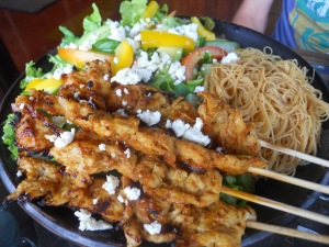 Incredible salad, complete with the best vegetarian satay ever :)