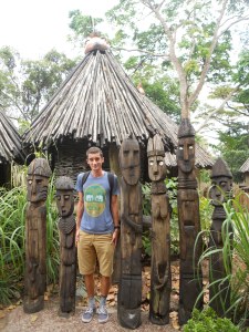 Ben in the zoo's 'Ethiopian village'